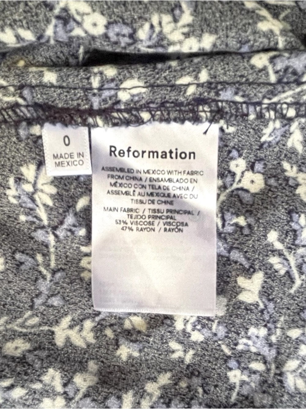 Reformation Saskia Navy Blue/White Floral Slip Mini Dress, sz 0 - Picture 9 of 10